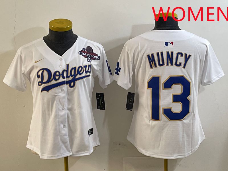 Women Los Angeles Dodgers 13 Muncy White Gold Game 2025 Nike MLB Jersey style 6